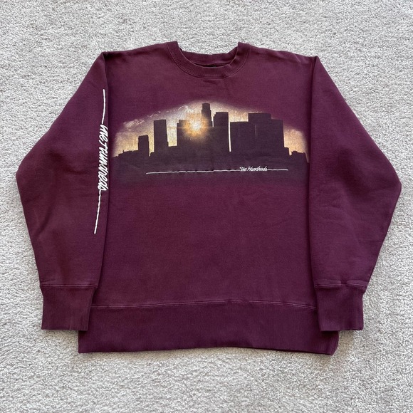 The Hundreds Other - The Hundreds‎ Sweatshirt Mens Large Red LA Skyline Graphic Crewneck Pullover